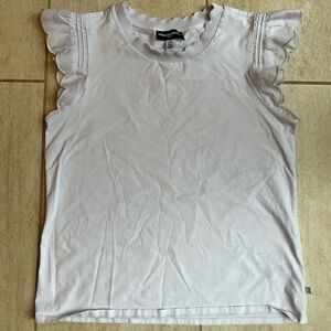 Karl Lagerfeld White Ruffle Sleeve Tank Top